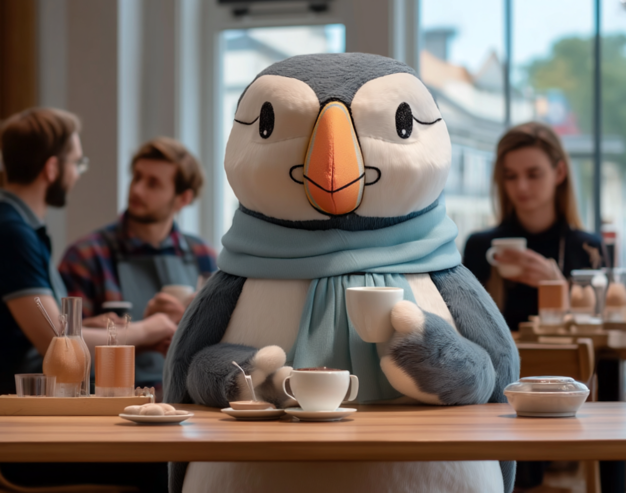 Lundi mascot at local cafe